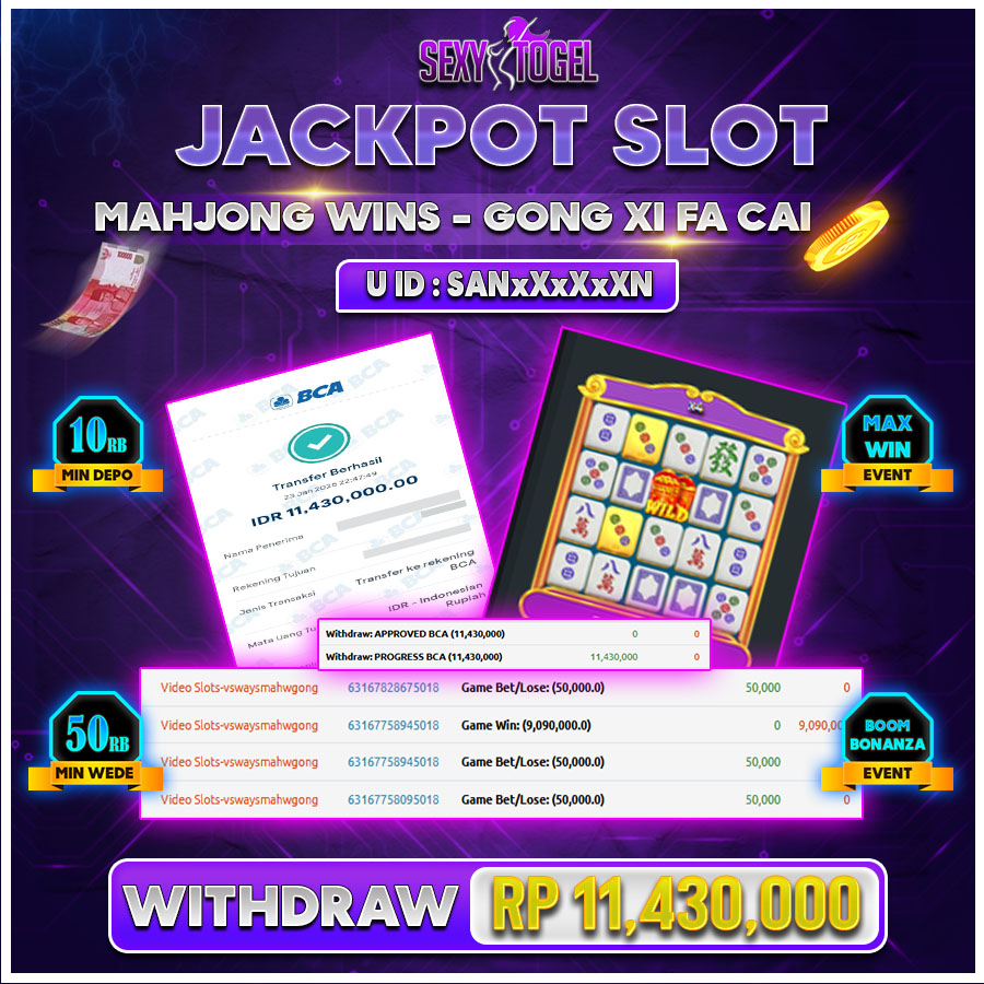 SEXYTOGEL JACKPOT SLOT MAHJONG WINS - GONG XI FA CAI Rp.11.430.000.,-LUNAS